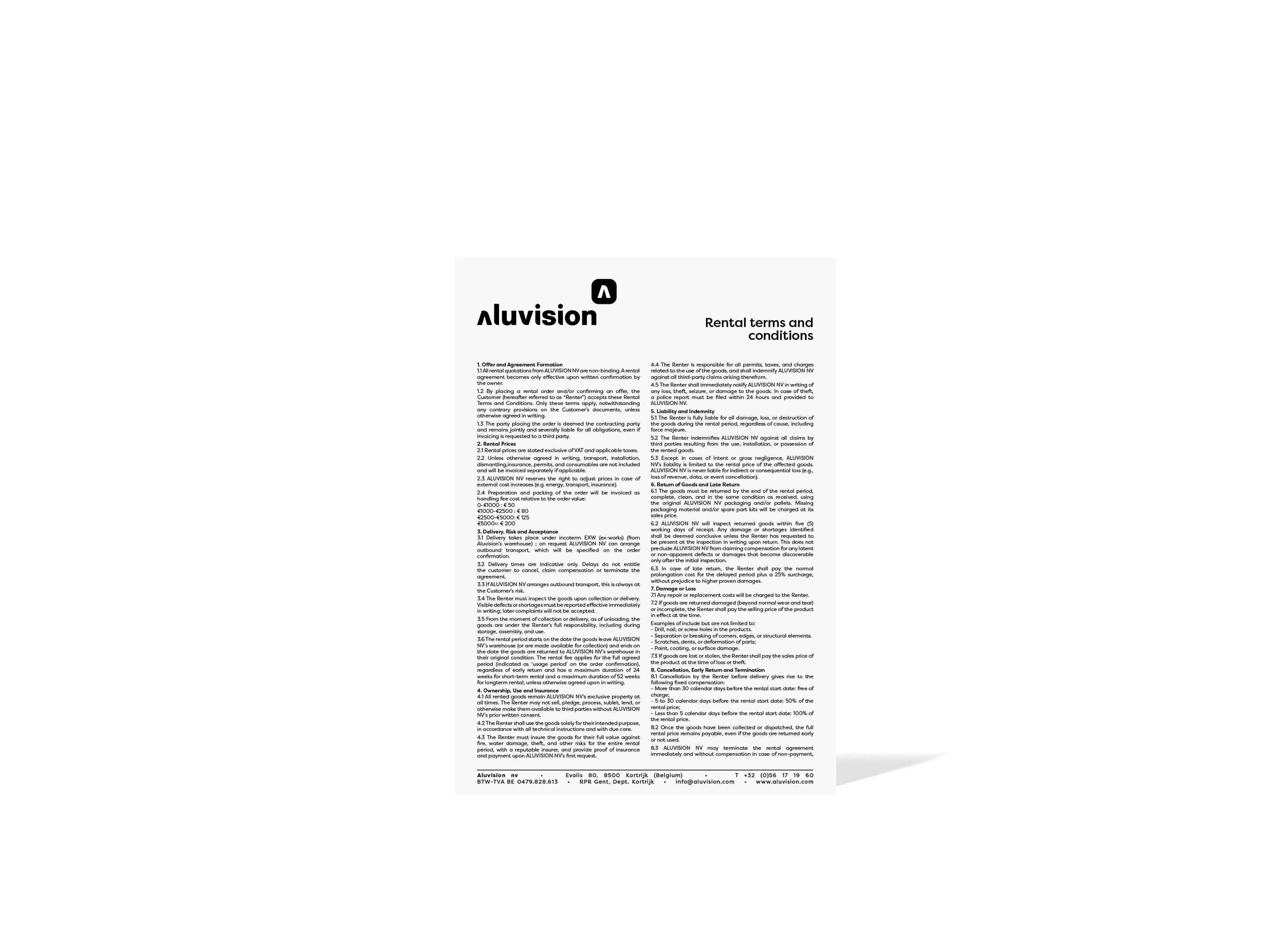 Rental terms and conditions
